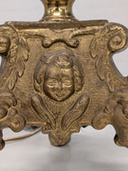 Grote messing kandelaarlamp met engelenkopjes