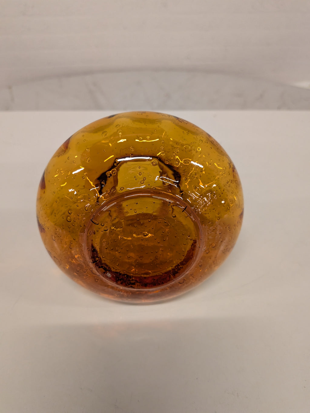 Vaasje amber bubbelglas