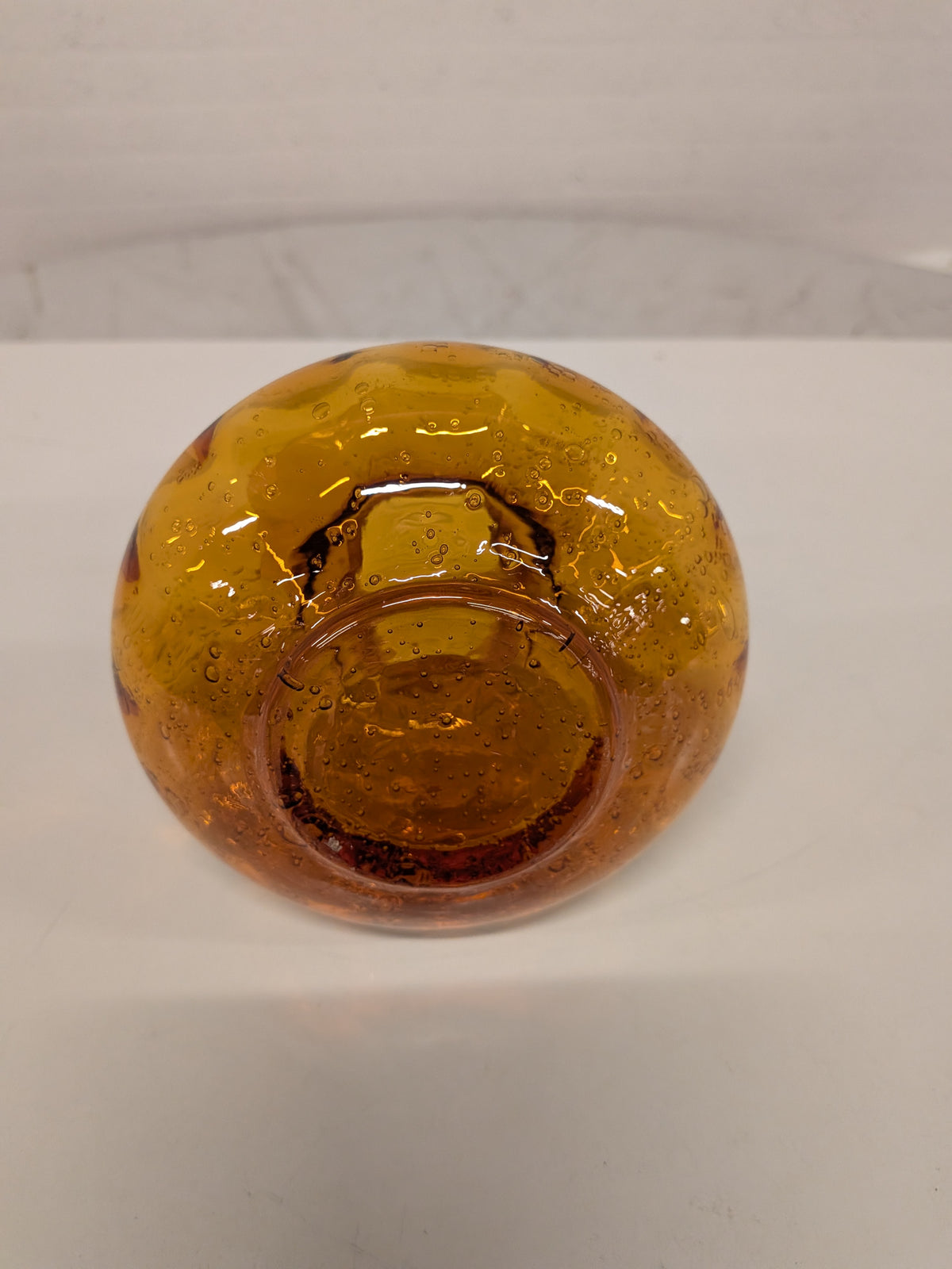 Vaasje amber bubbelglas