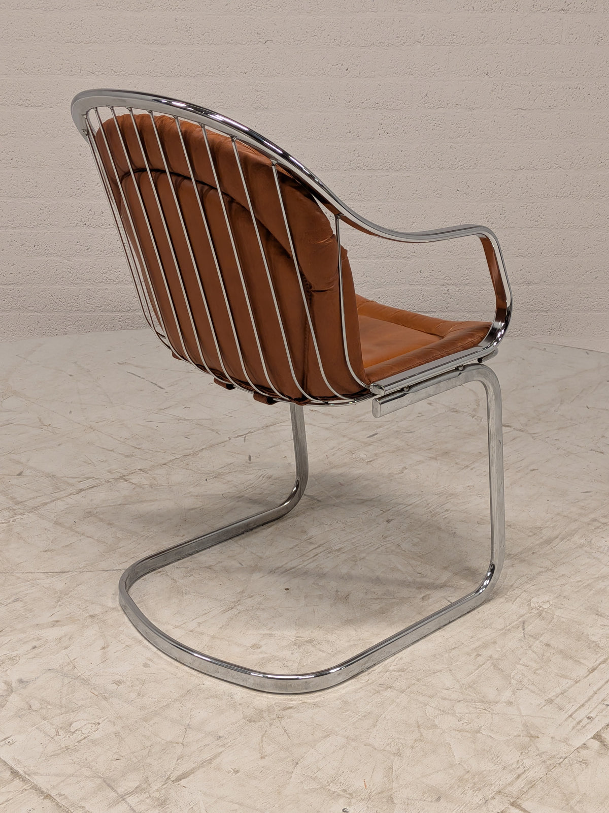 Vintage buisframe armstoel, cognac leer