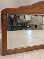 Grenen spiegel met geslepen glas