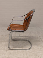 Vintage buisframe armstoel, cognac leer