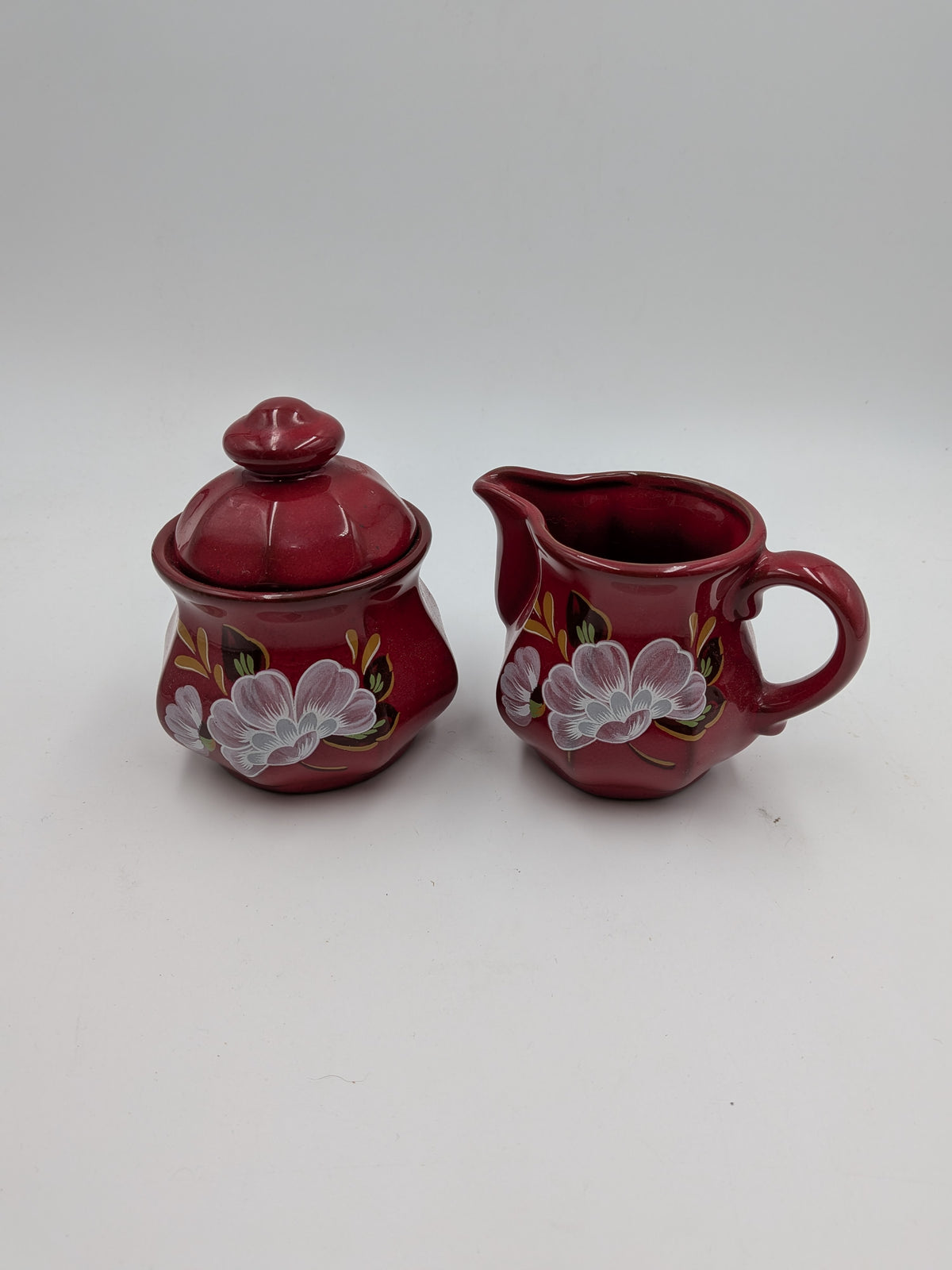 Winterling koffieservies, rood met bloemen (16-delig)