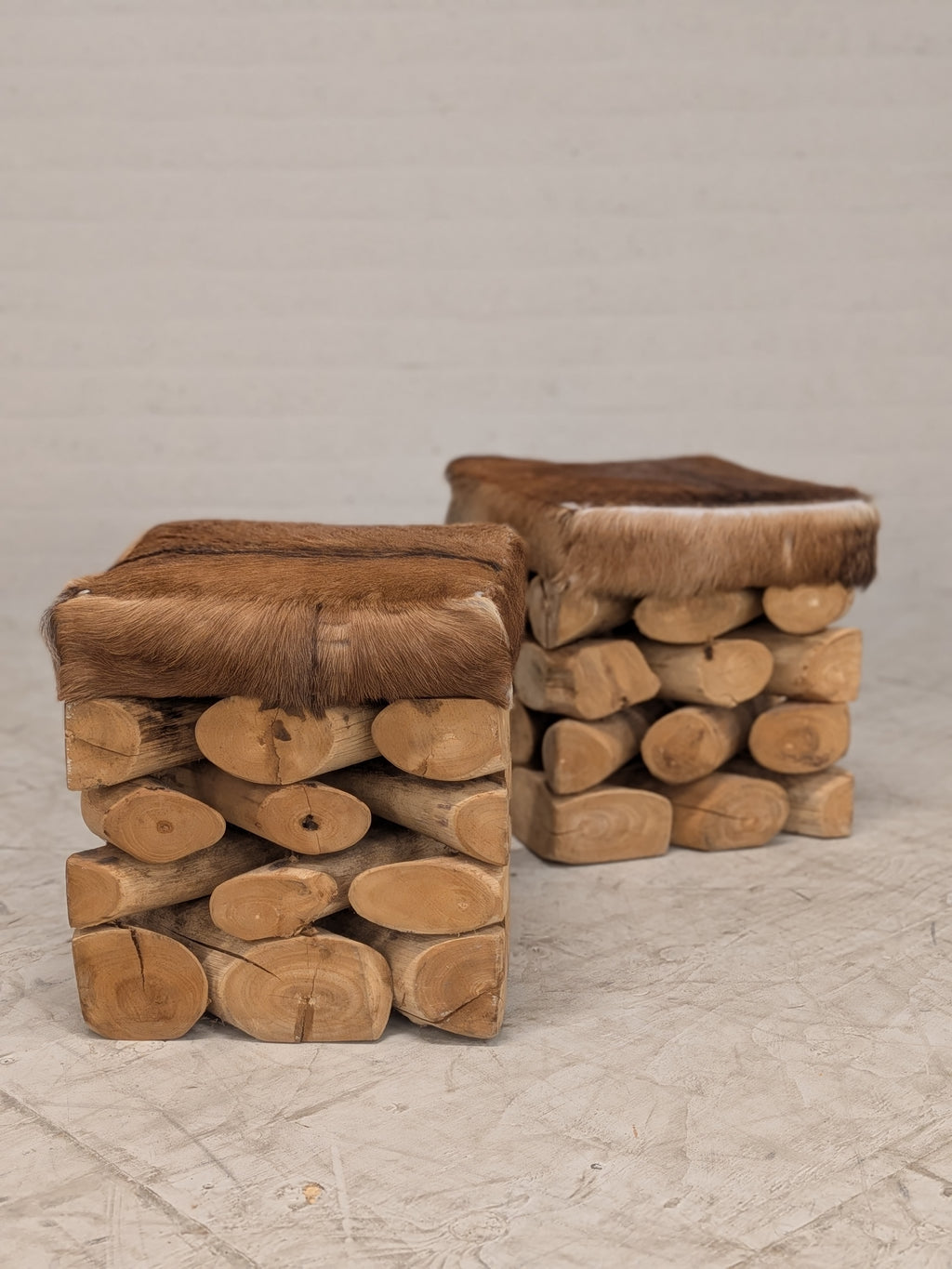 Krukken boomstam met huid (set van 2)