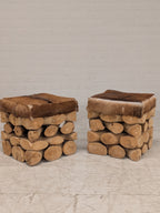 Krukken boomstam met huid (set van 2)
