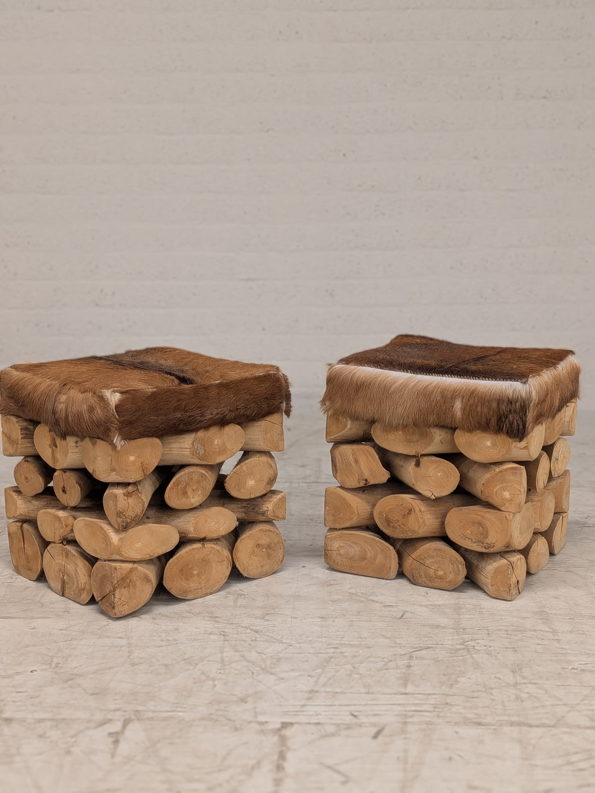 Krukken boomstam met huid (set van 2)