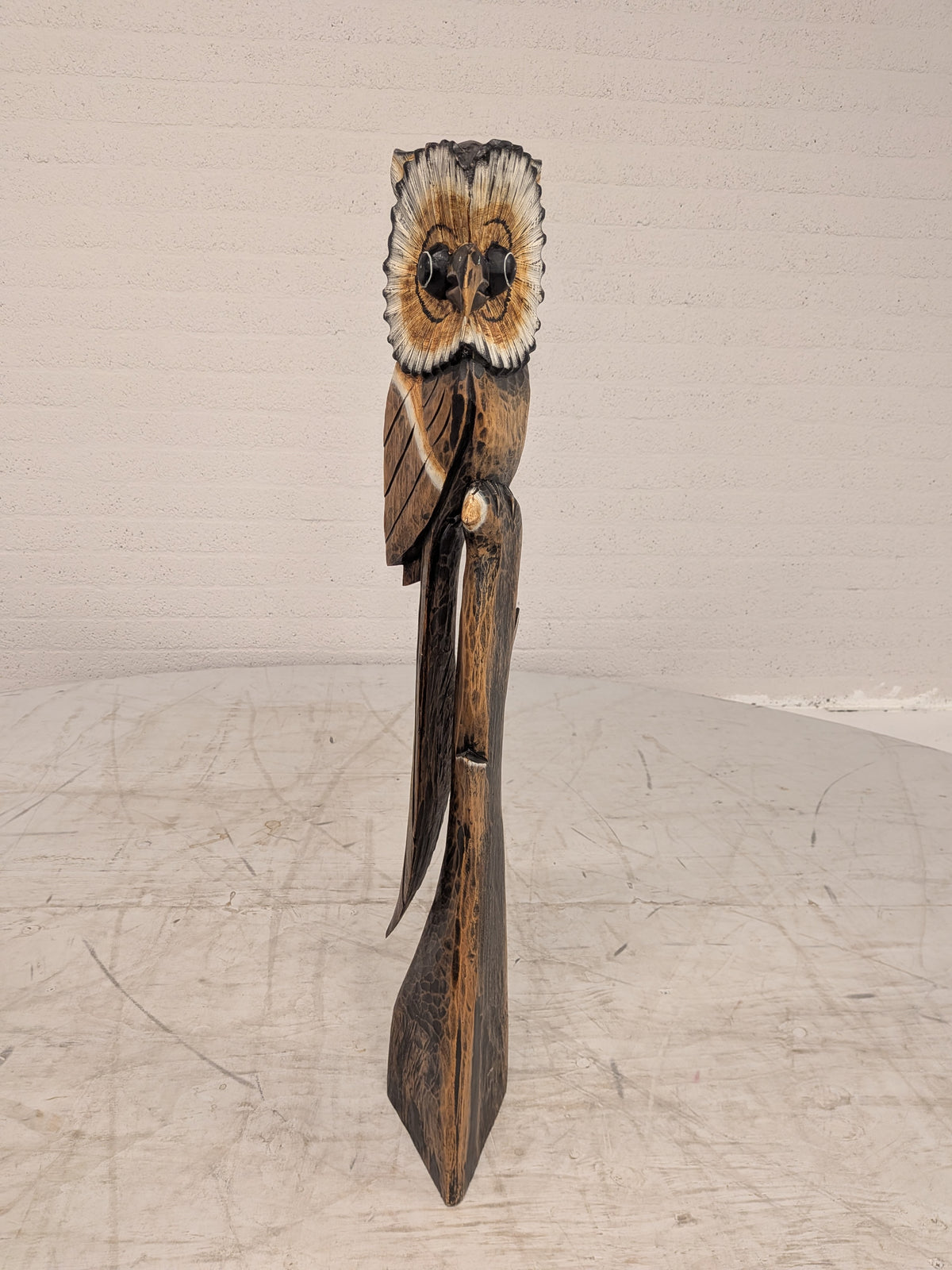 Houten totempaal uil handgesneden
