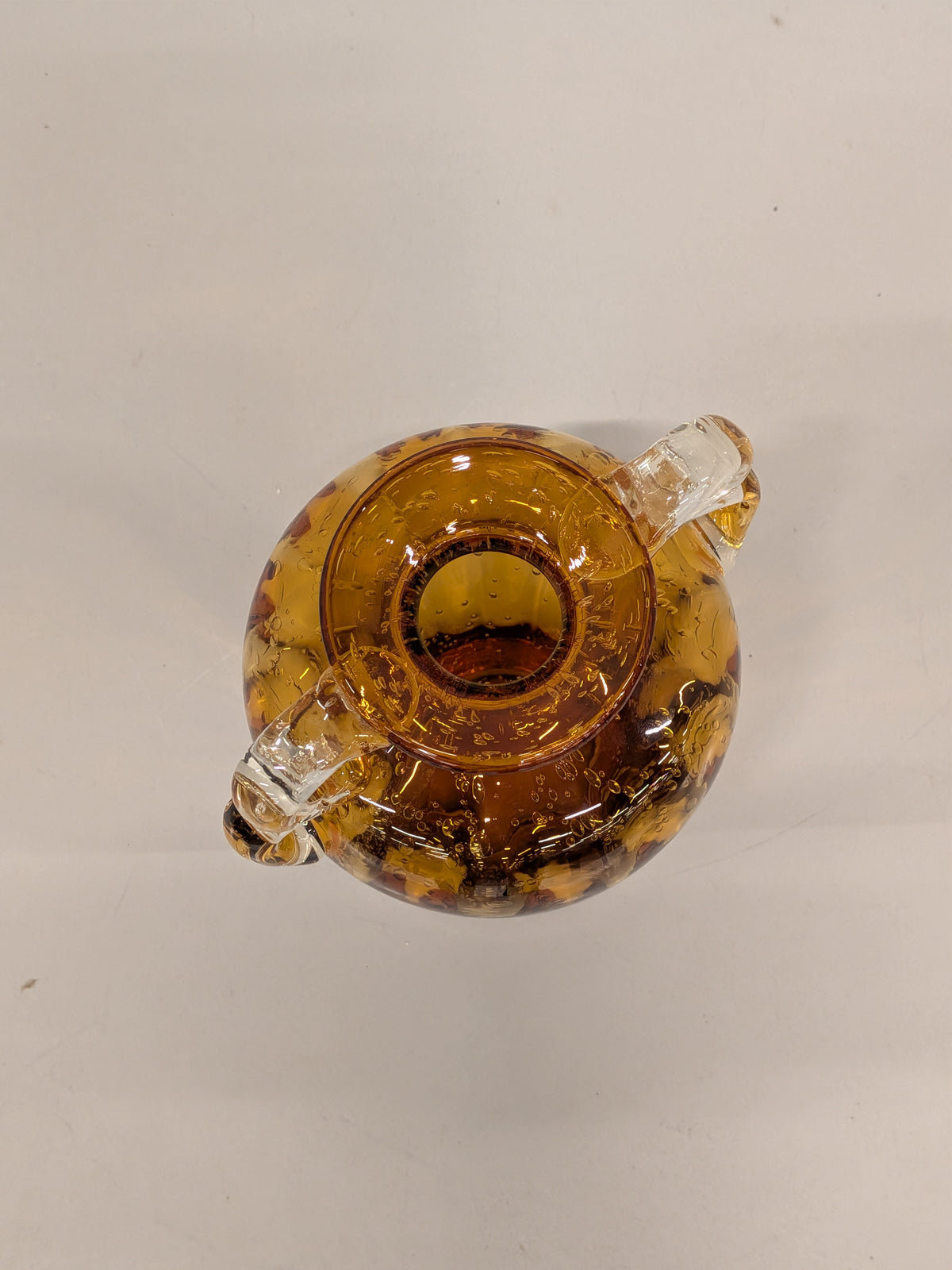 Vaas amber bubbelglas met oren