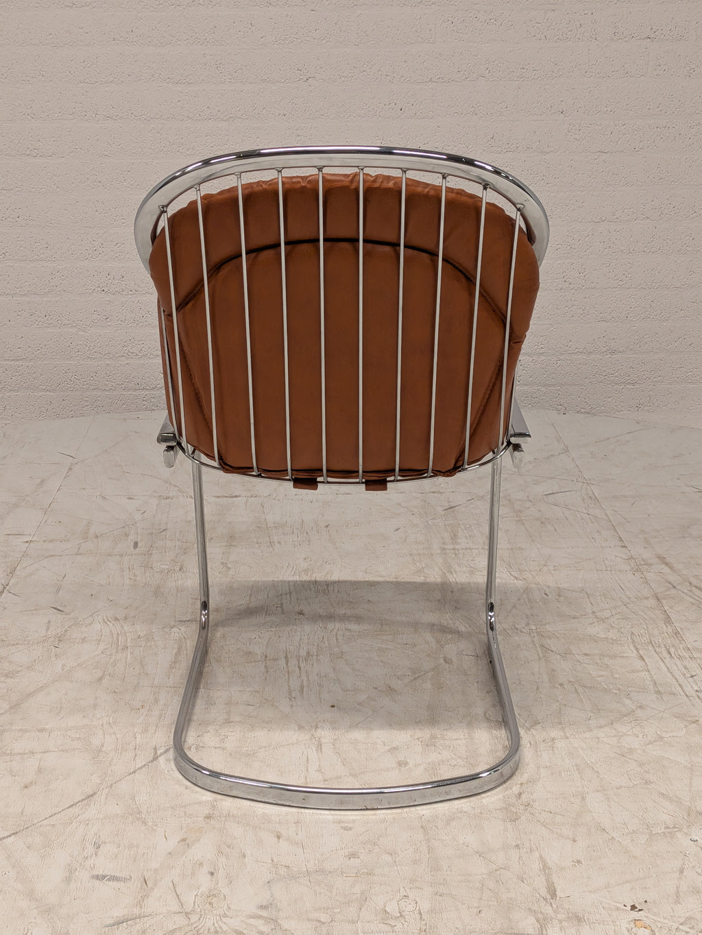 Vintage buisframe armstoel, cognac leer