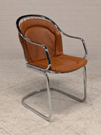 Vintage buisframe armstoel, cognac leer