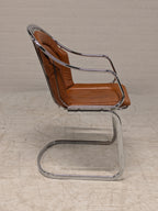Vintage buisframe armstoel, cognac leer