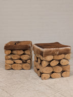 Krukken boomstam met huid (set van 2)