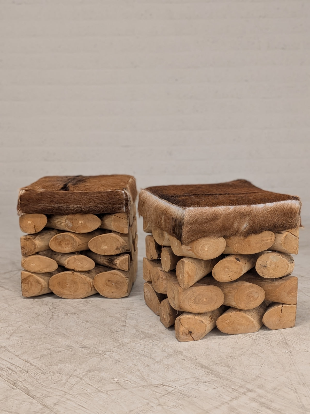 Krukken boomstam met huid (set van 2)