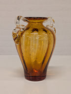 Vaas amber bubbelglas met oren