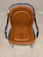 Vintage buisframe armstoel, cognac leer