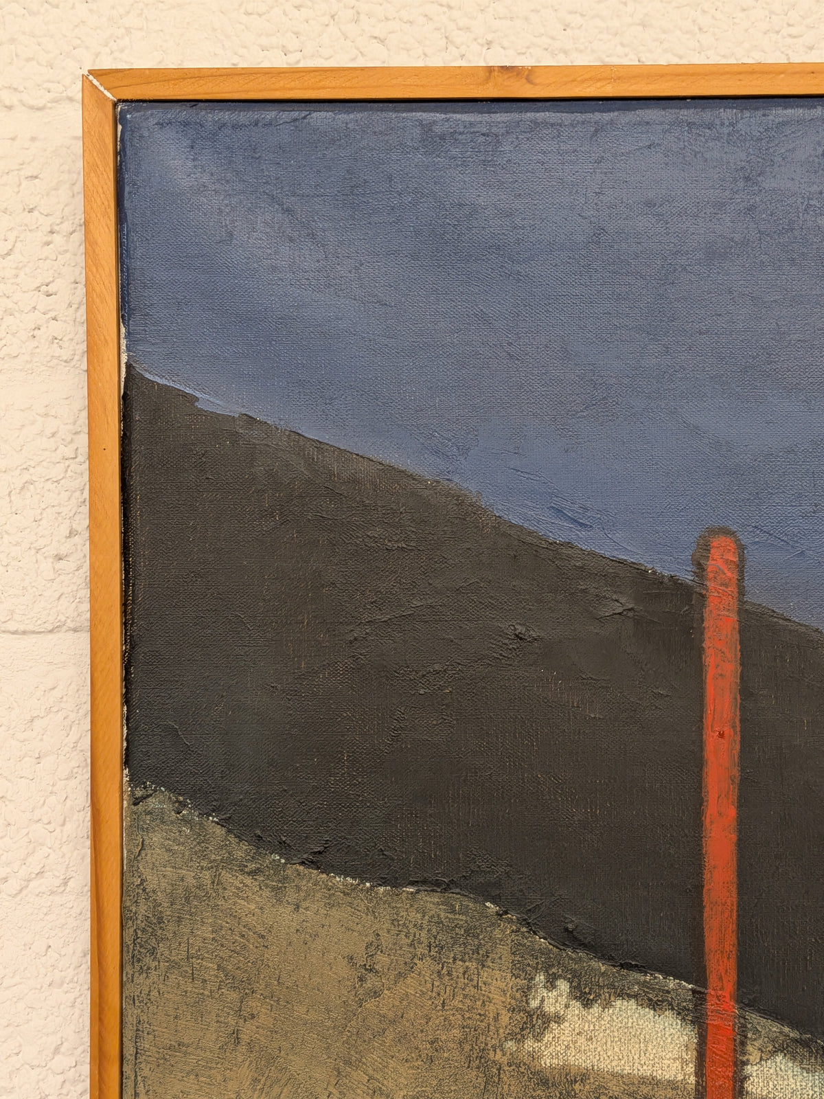 Schilderij landschap met rode zon en vogel, 1975