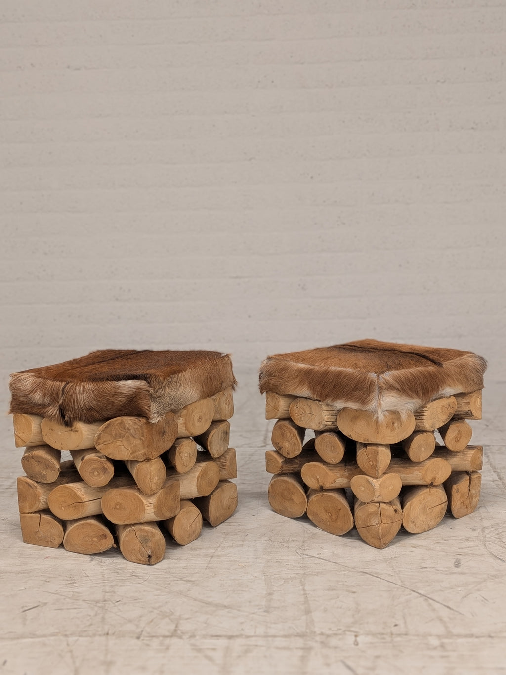 Krukken boomstam met huid (set van 2)