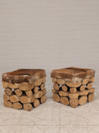 Krukken boomstam met huid (set van 2)