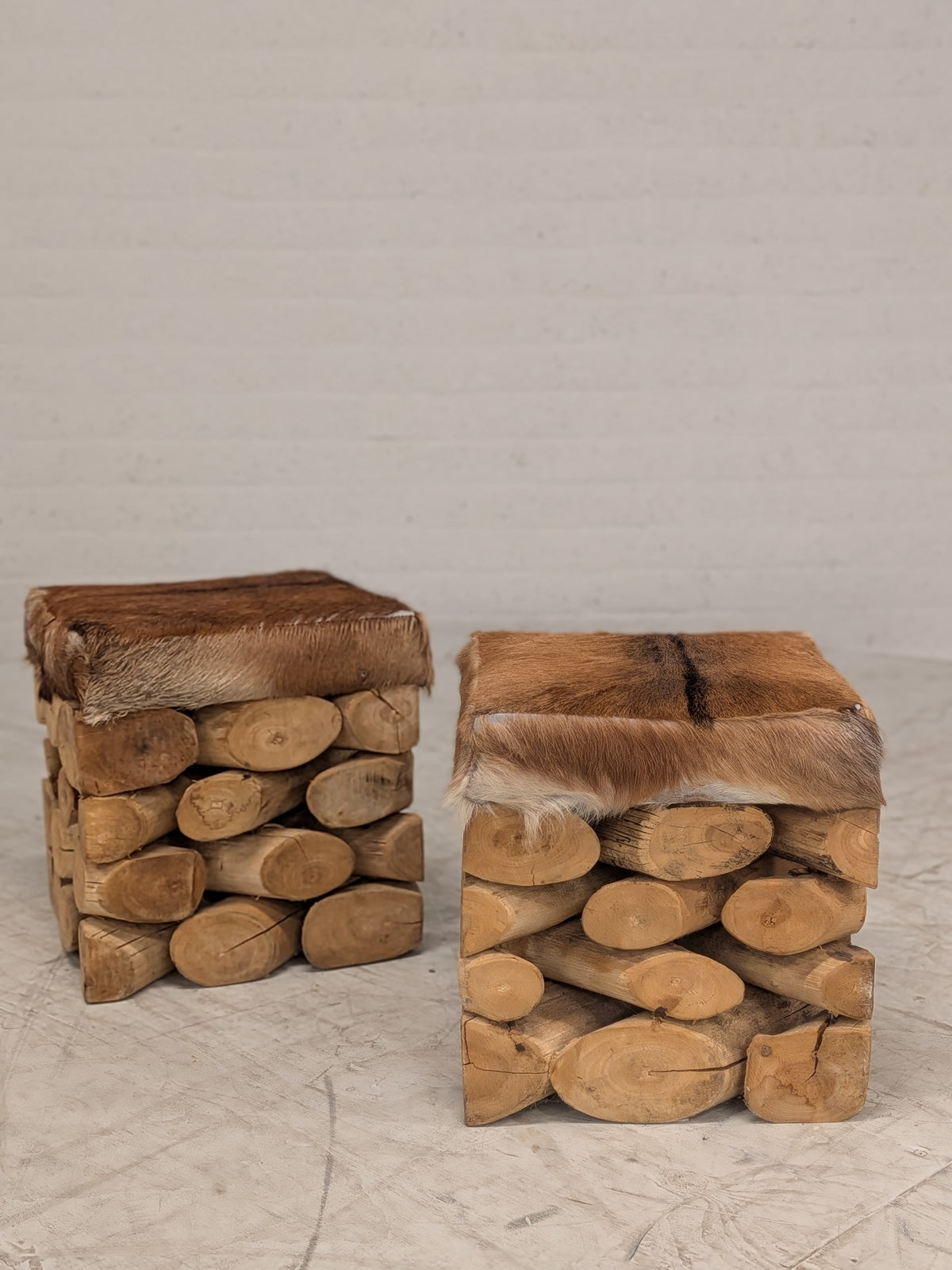Krukken boomstam met huid (set van 2)