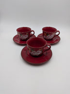 Winterling koffieservies, rood met bloemen (16-delig)