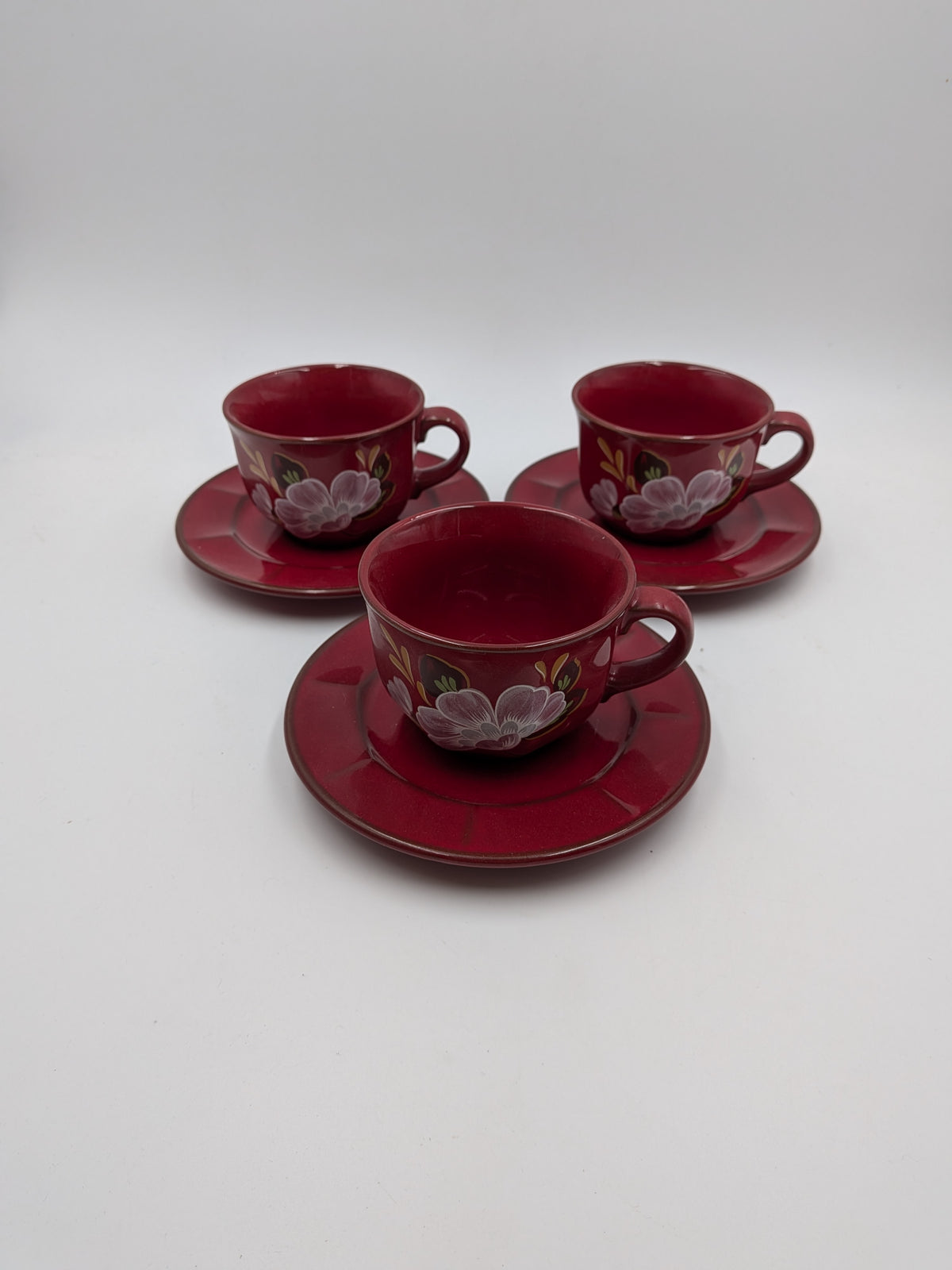 Winterling koffieservies, rood met bloemen (16-delig)