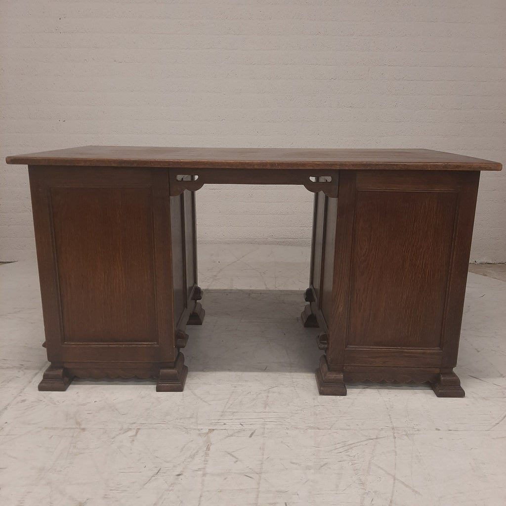 Eiken bureau houtsnijwerk frontjes