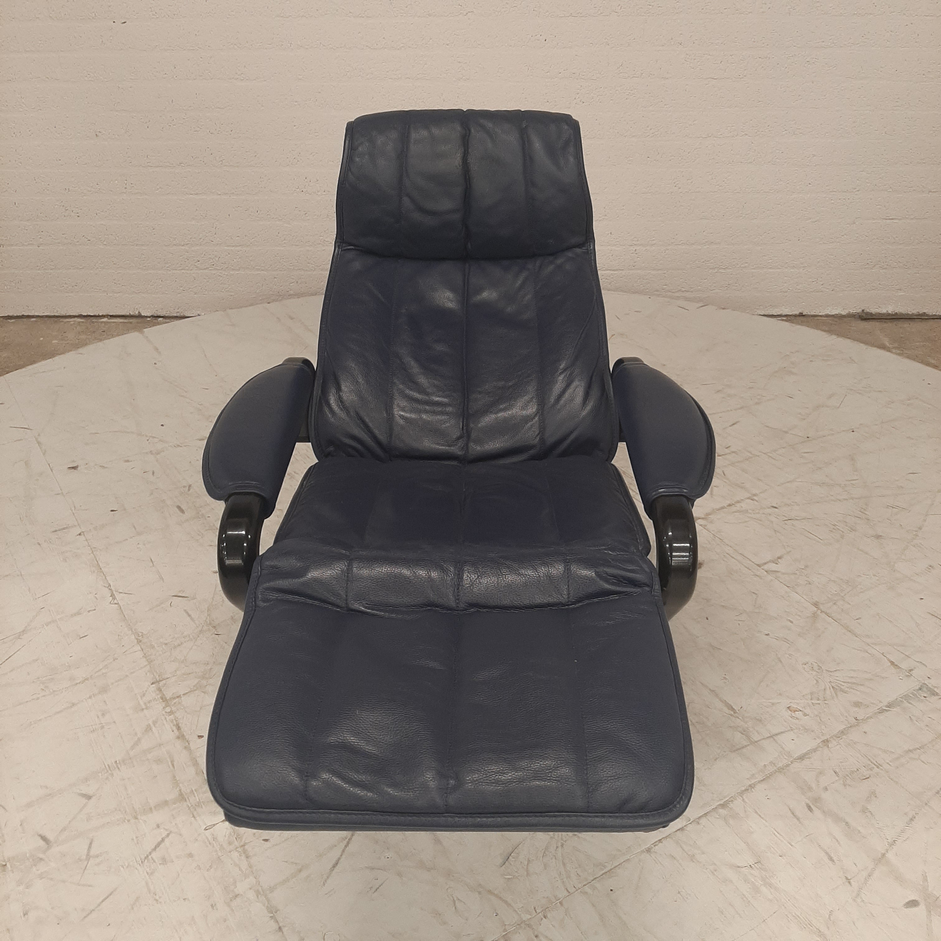 Vintage AP design relaxfauteuil blauw leer