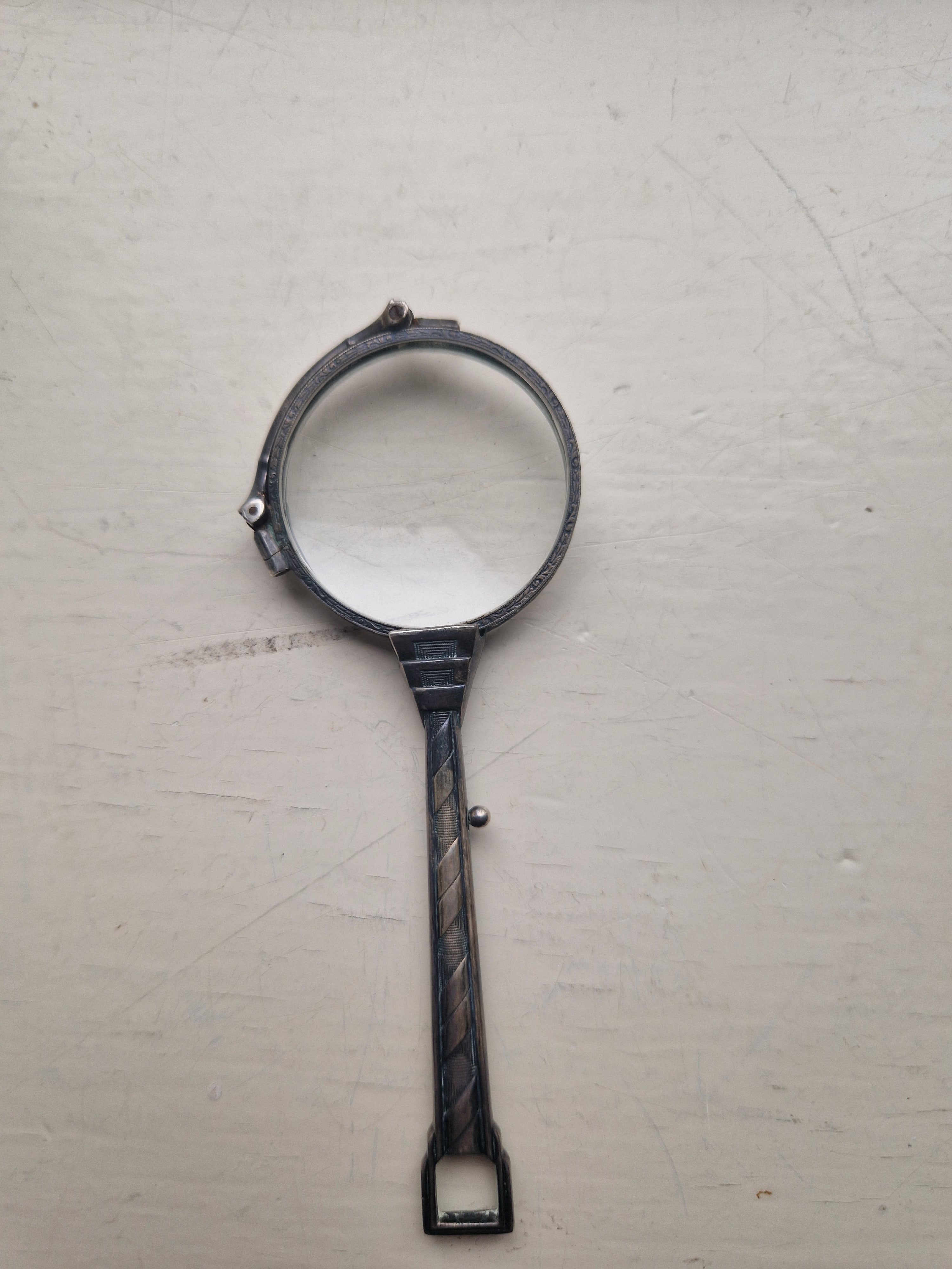 Lorgnet, opvouwbare bril, sterling zilver