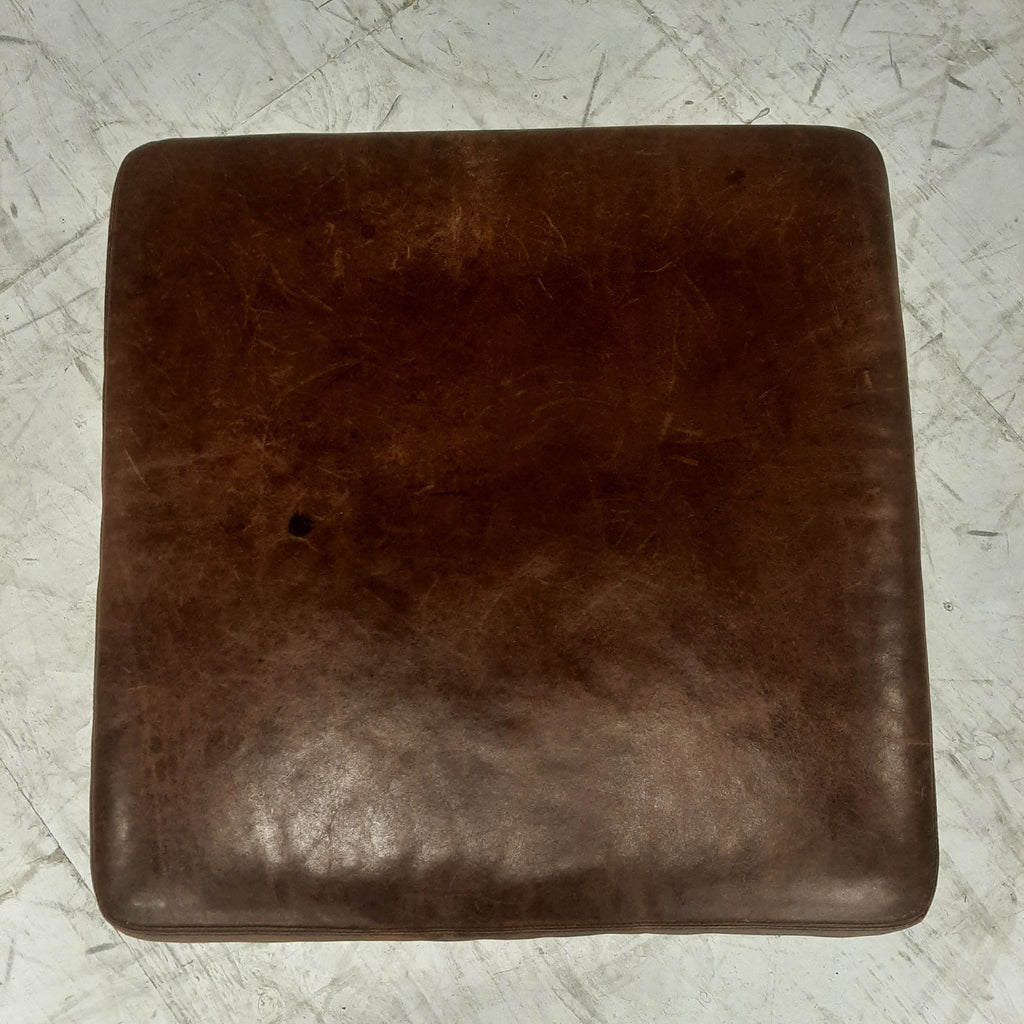 Bruin leren poef / hocker