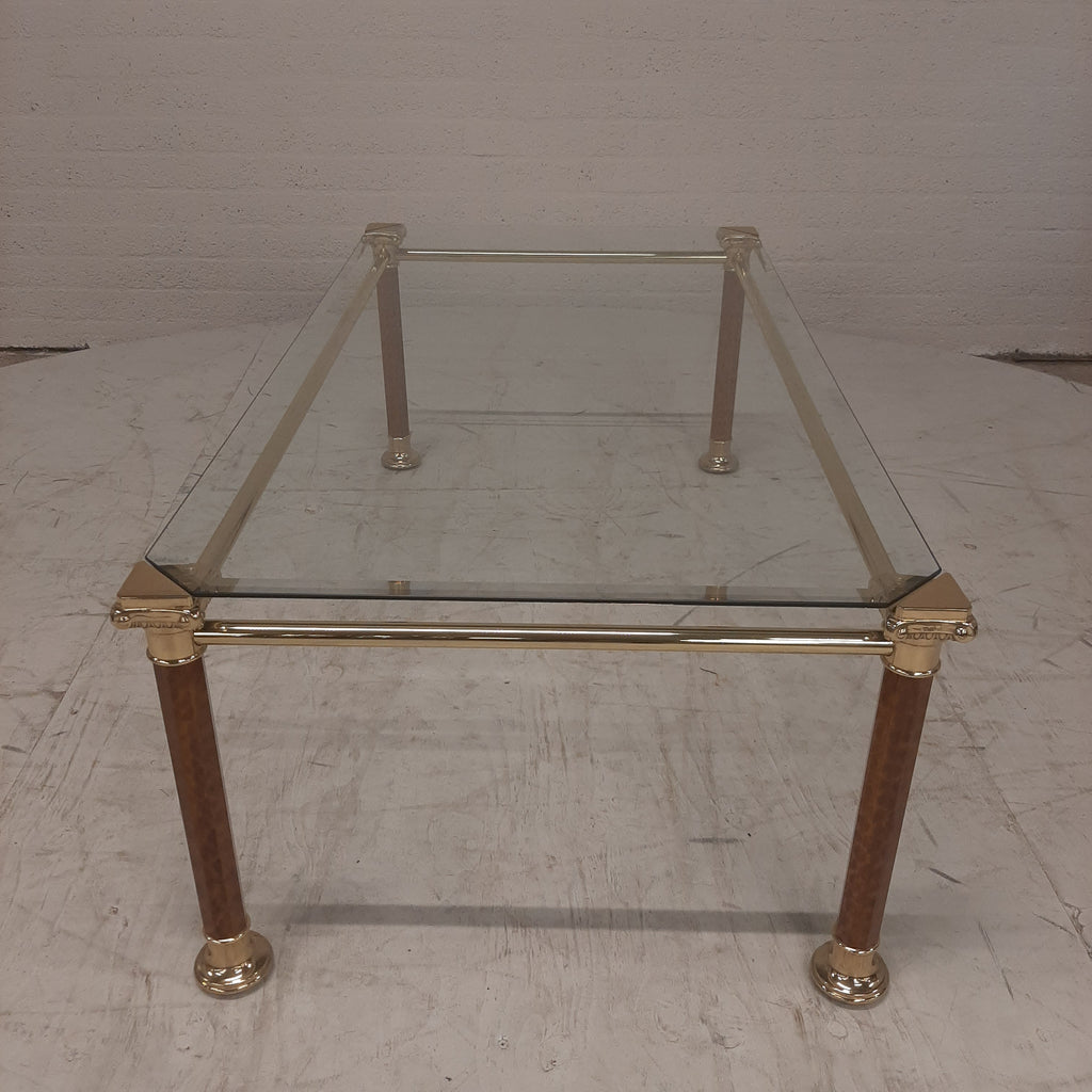 Salontafel messing met glasplaat