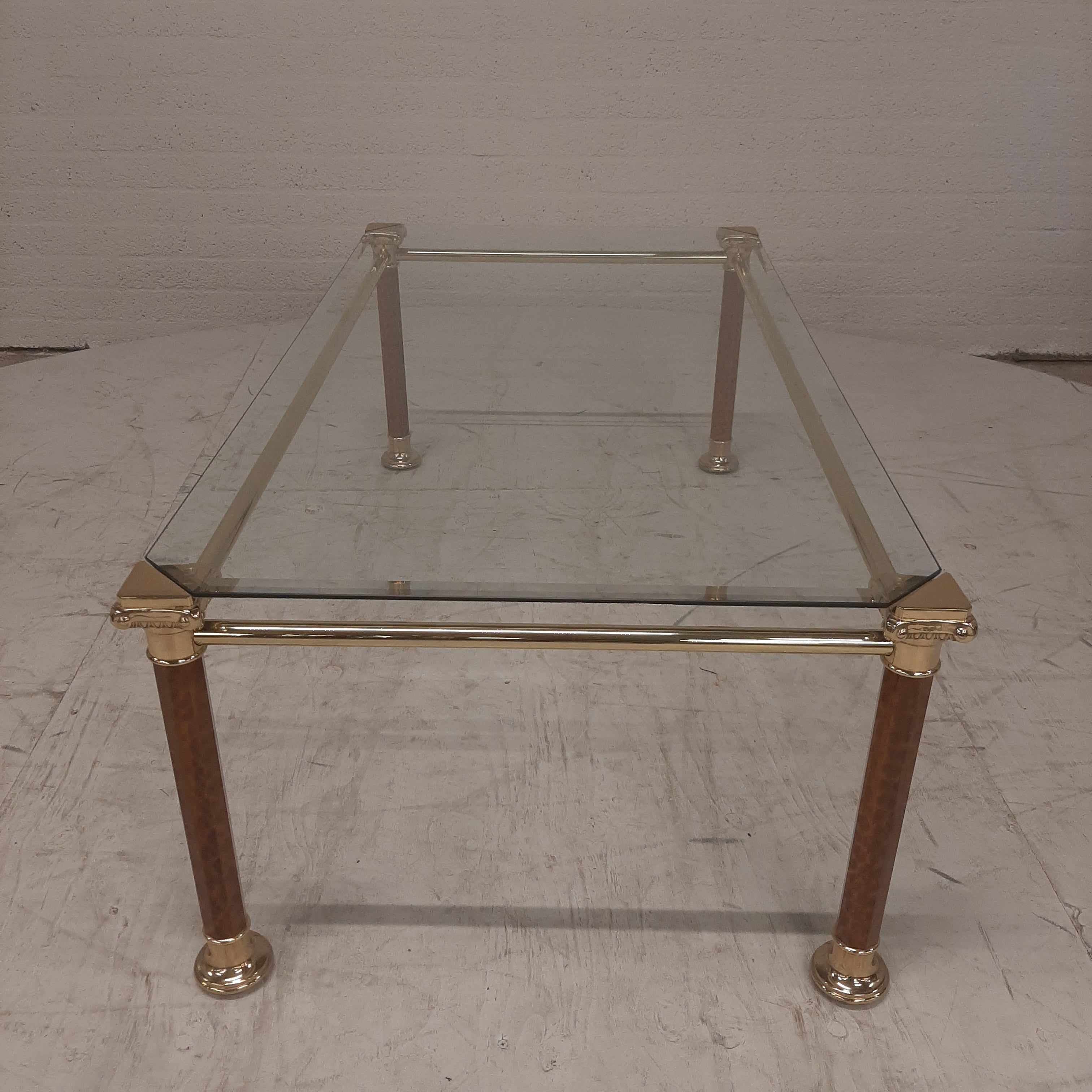 Salontafel messing met glasplaat