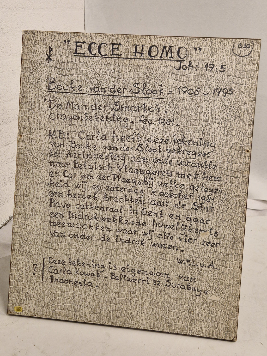 Ecce Homo , crayontekening door Bouke va  der Sloot