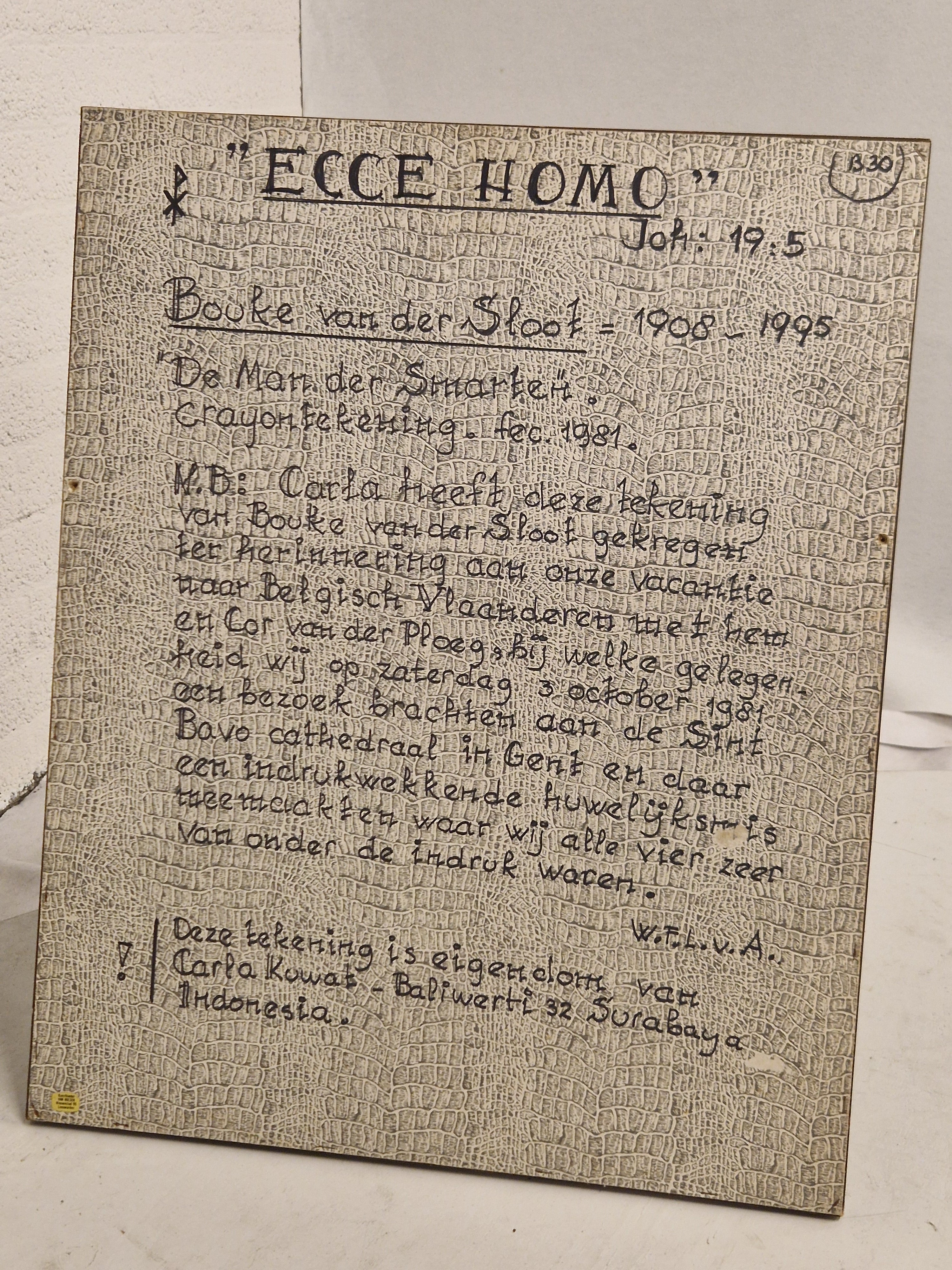 Ecce Homo , crayontekening door Bouke va  der Sloot