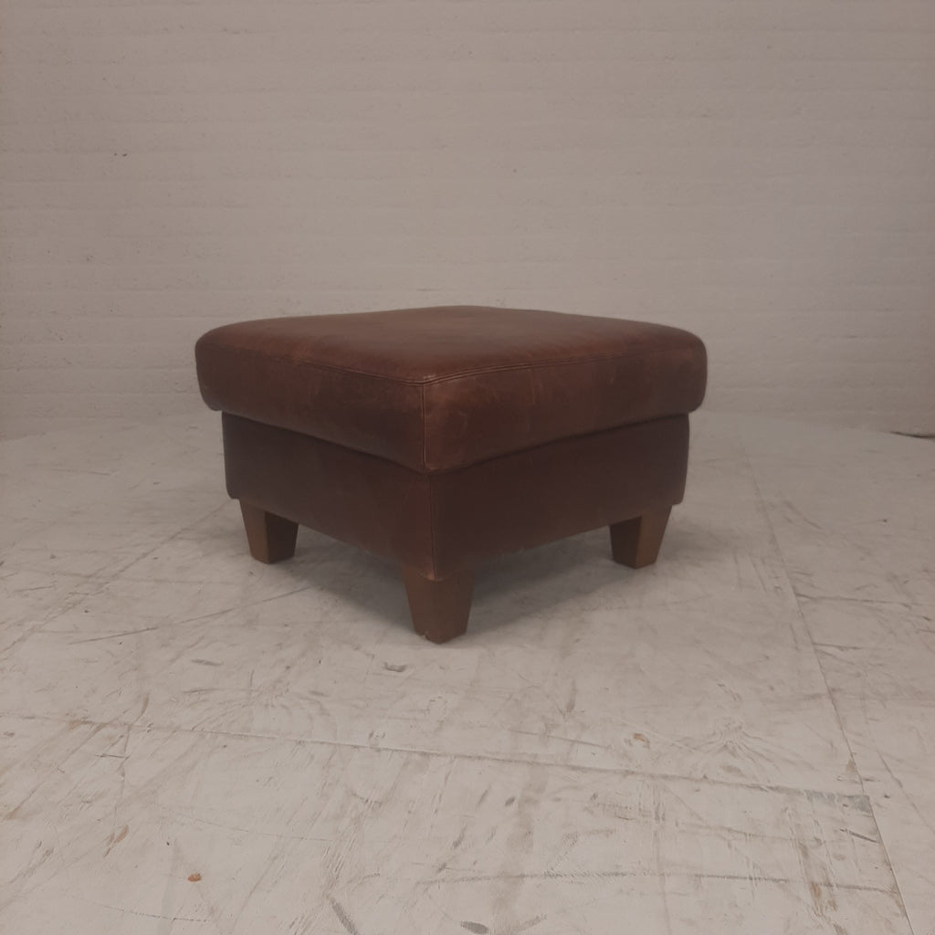 Bruin leren poef / hocker