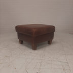 Bruin leren poef / hocker