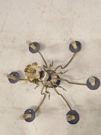 Kroonluchter 6 Armverlichting Keramiek Porselein Keramiek Messing Italiaans Blauw Goud