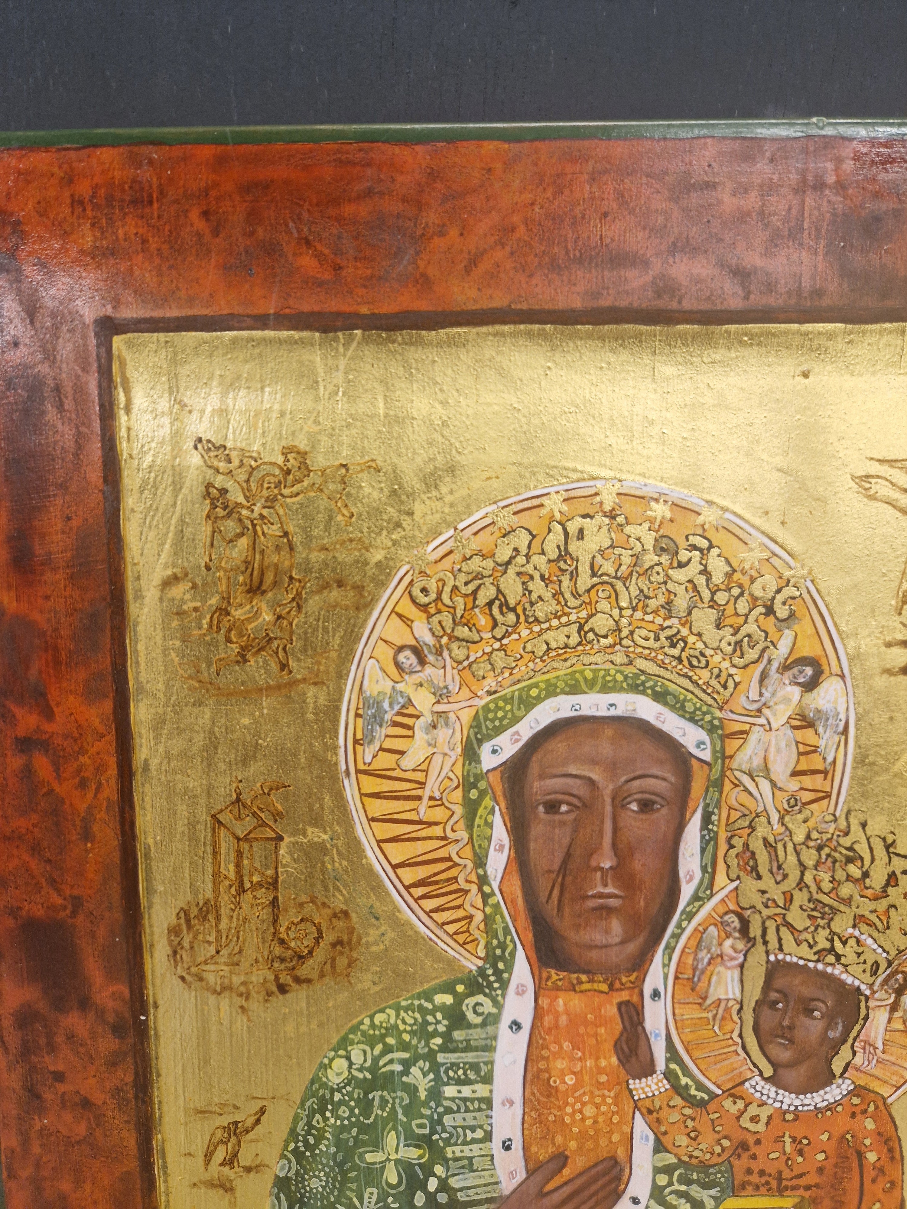 Icoon, 20e eeuws, handbeschilderd, behandeld met bijenwas