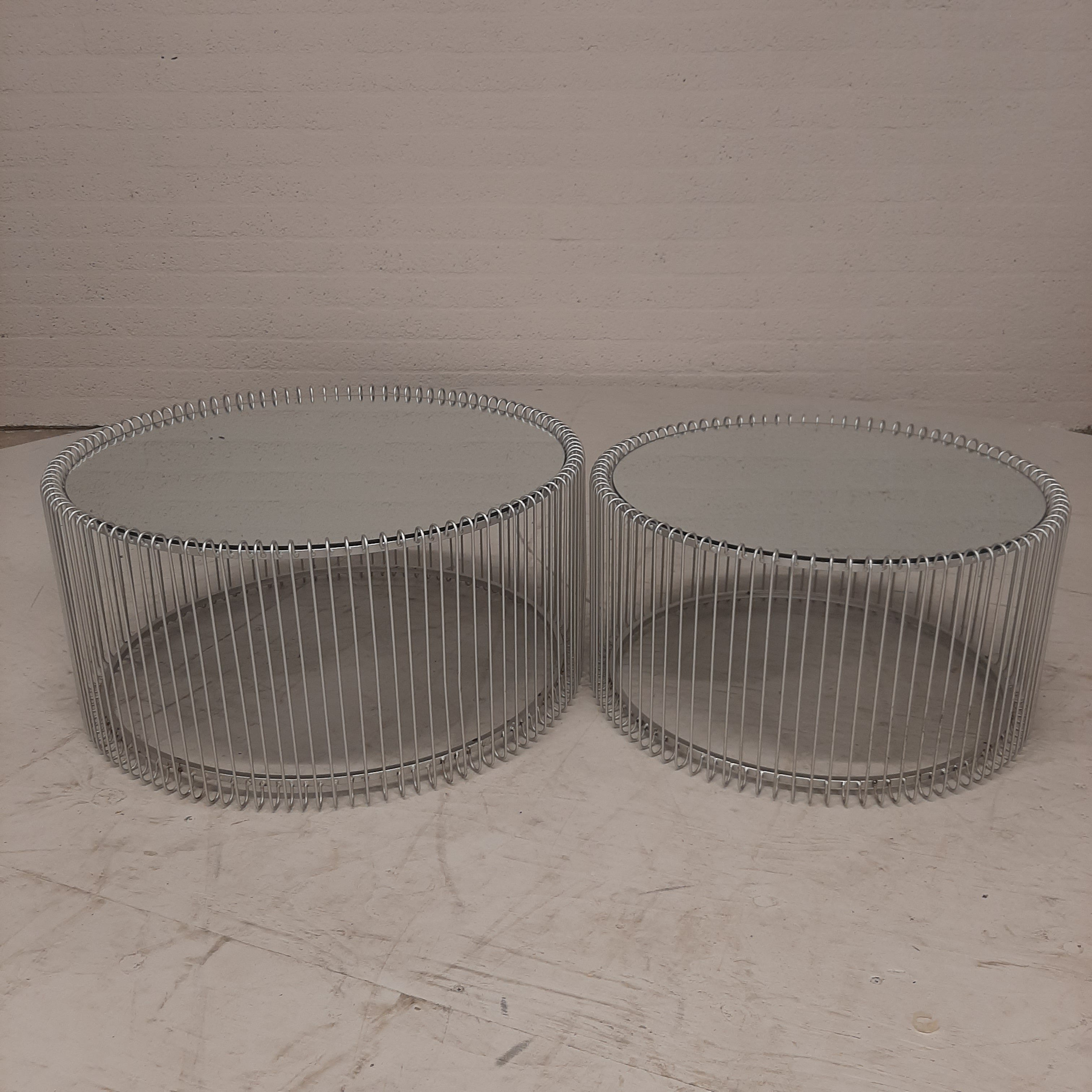 Set salontafel silver wire. Kare design