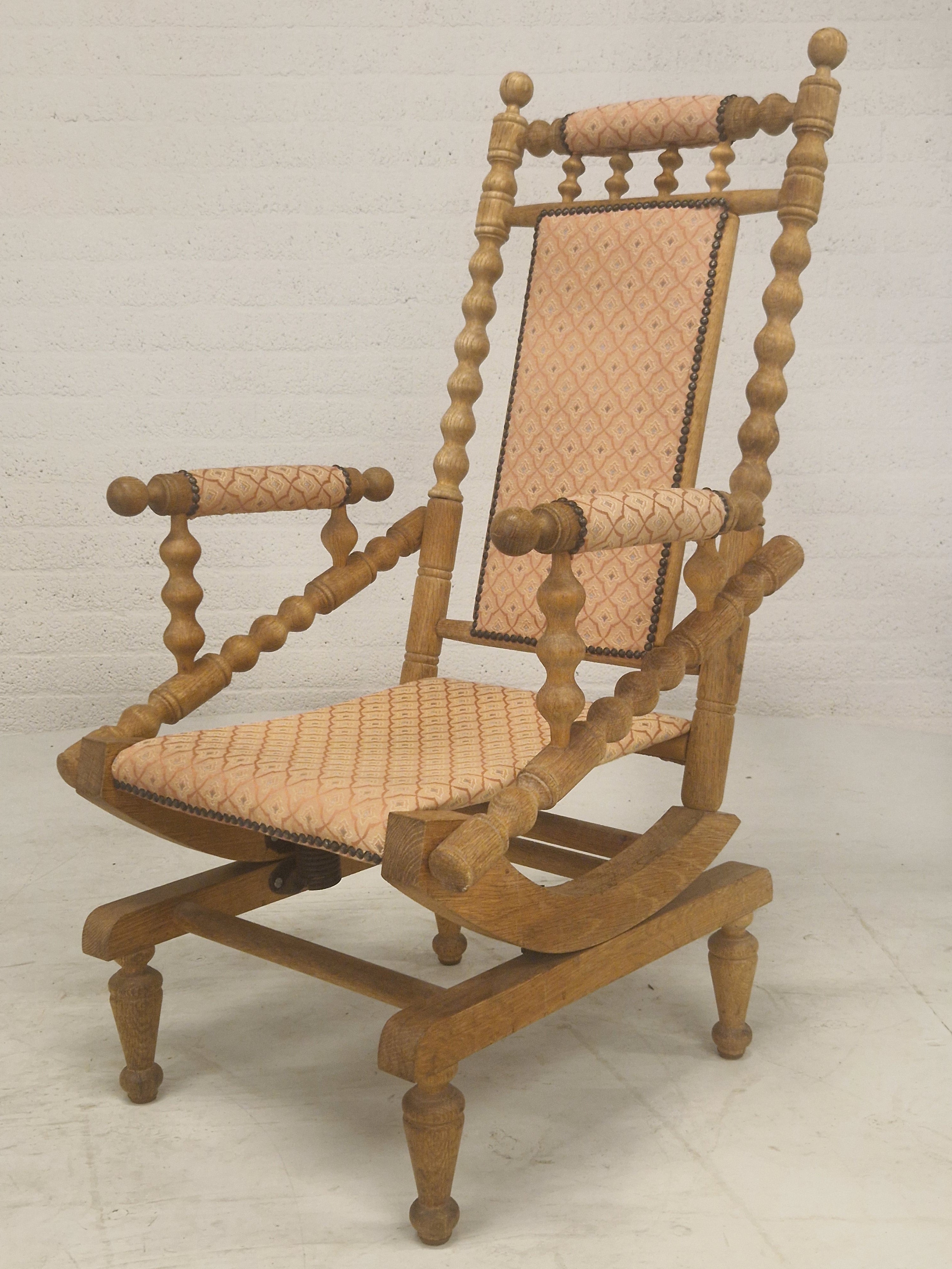 Eiken schommelstoel, rocking chair, 70's