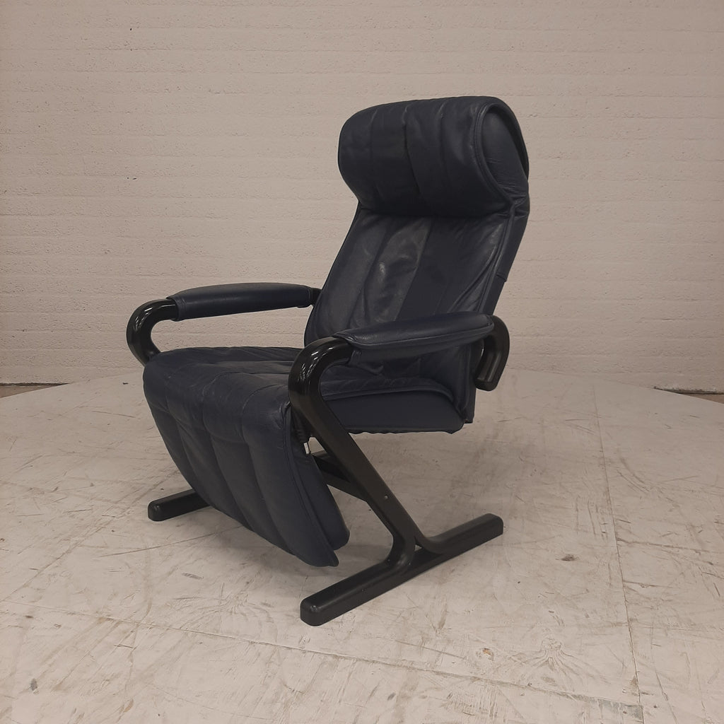 Vintage AP design relaxfauteuil blauw leer