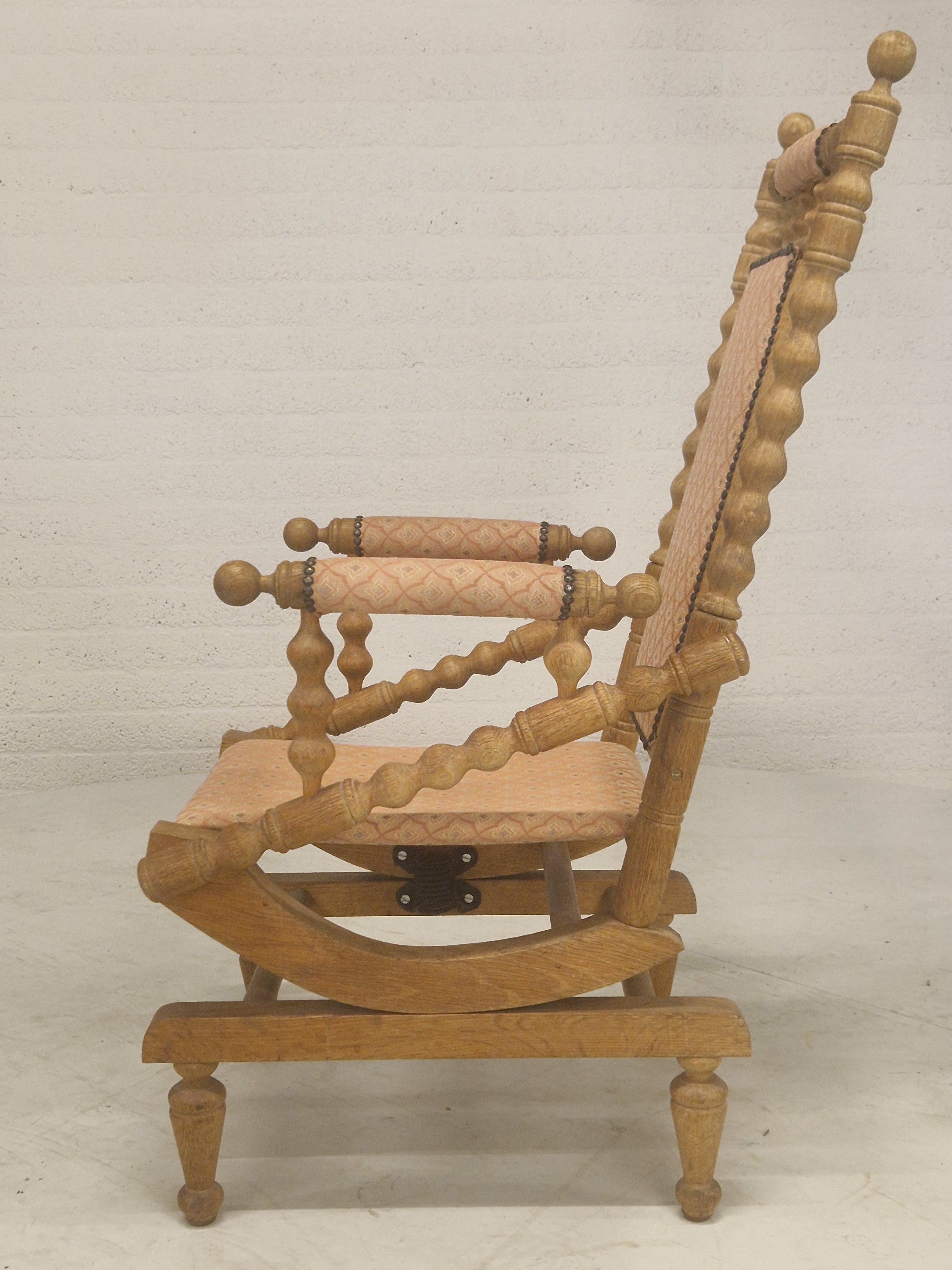Eiken schommelstoel, rocking chair, 70's