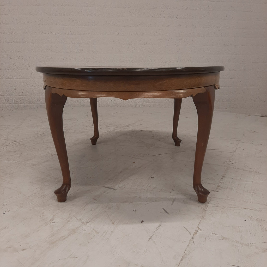 Ovale salontafel Queen Ann blad fineer ingelegd