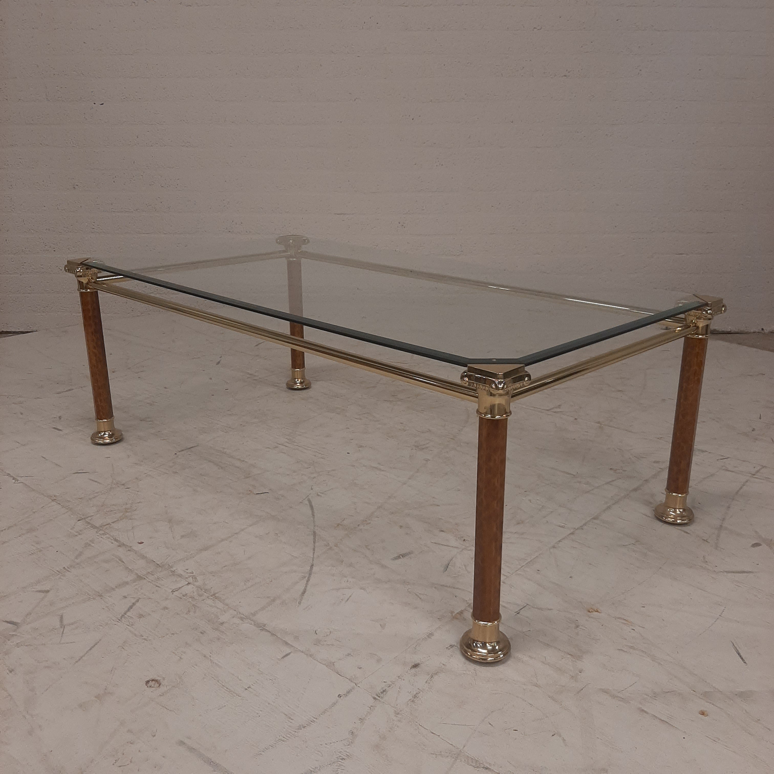 Salontafel messing met glasplaat