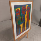Schilderij 3 personen geel rood blauw