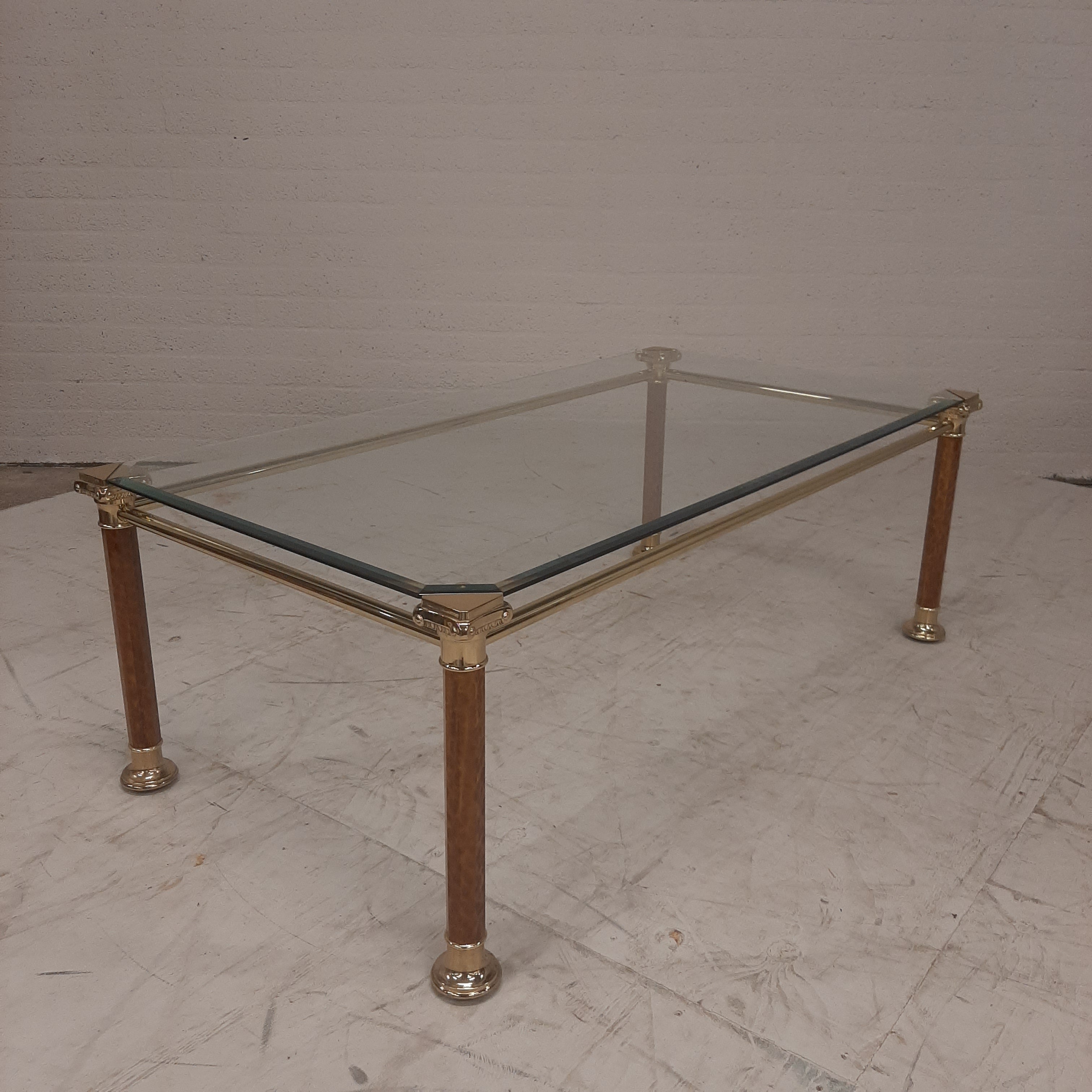 Salontafel messing met glasplaat