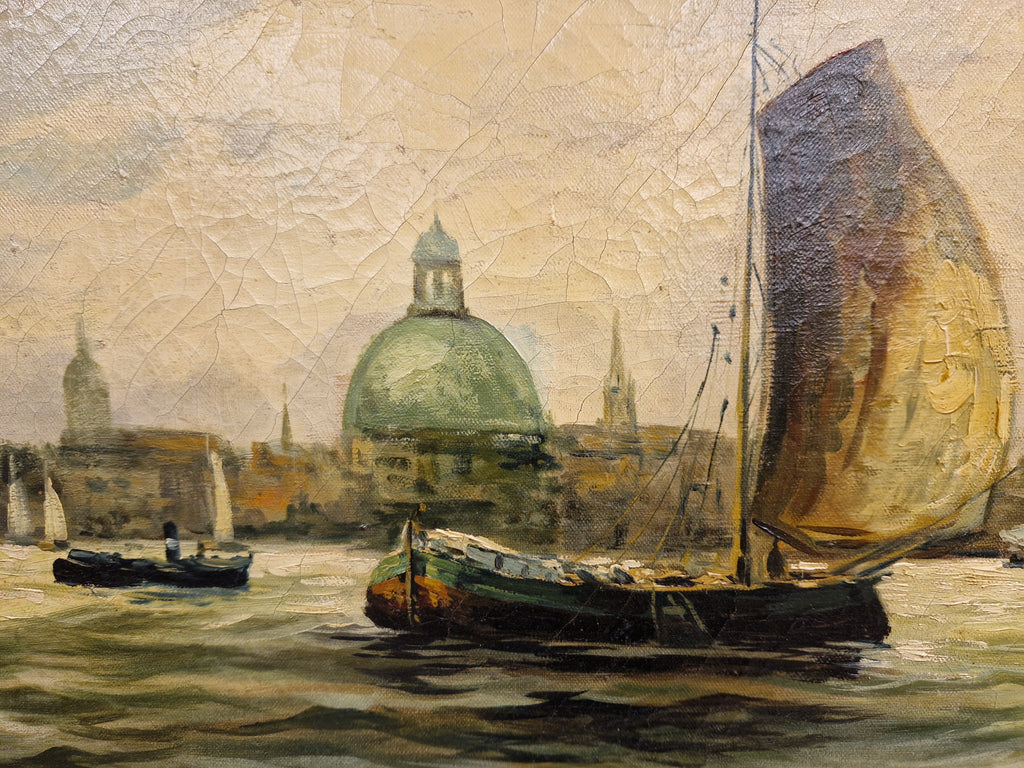 Schilderij Amsterdam , olieverf en gesigneerd