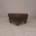 Bruin leren poef / hocker