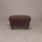 Bruin leren poef / hocker