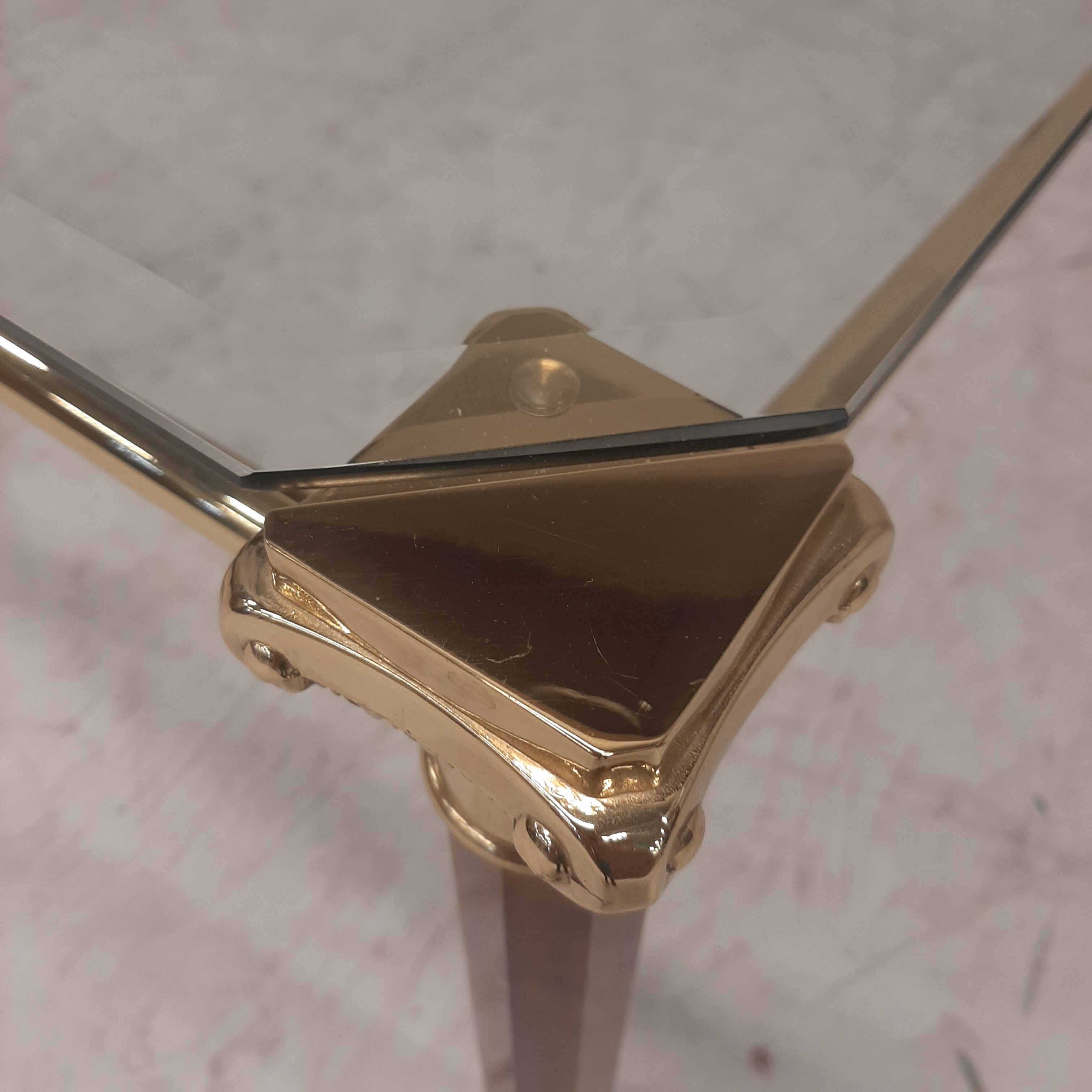 Salontafel messing met glasplaat