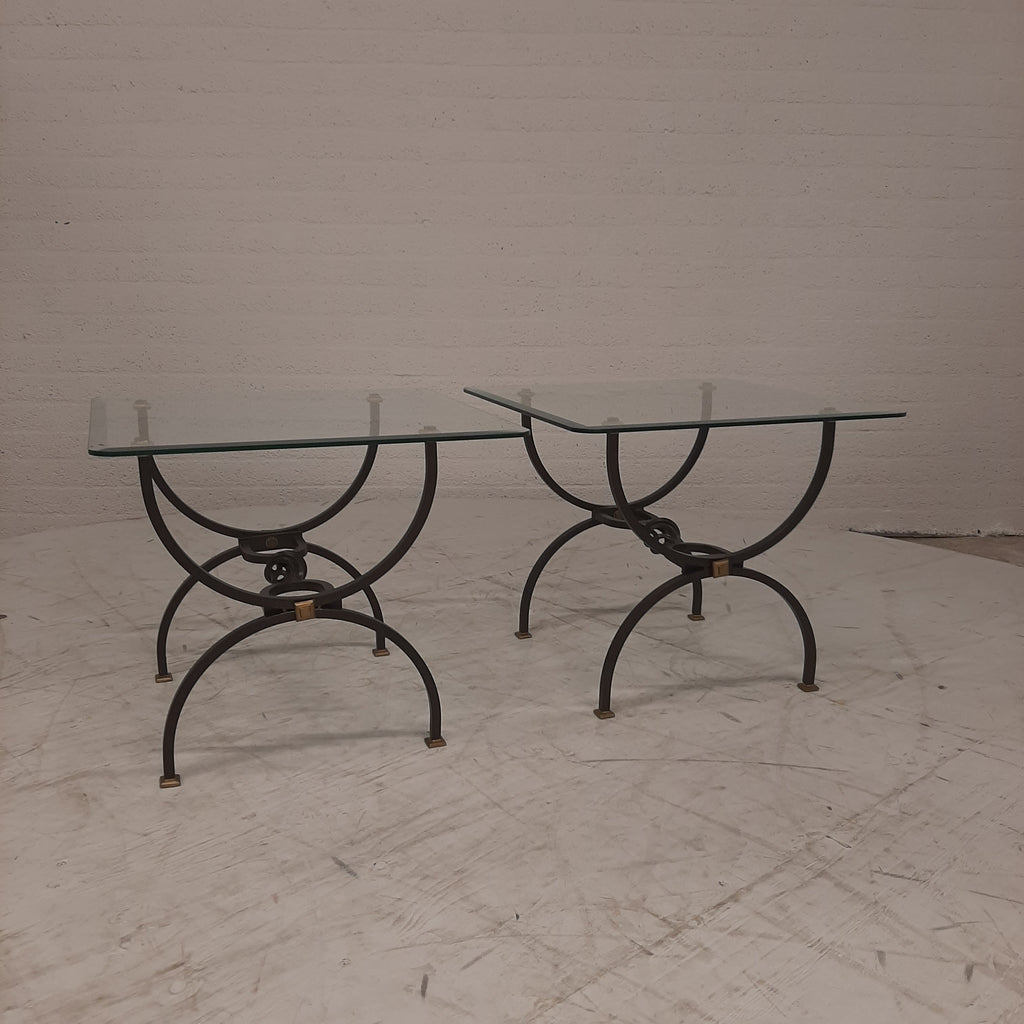Set bijzetafeltjes glasplaat